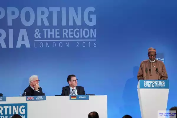 Photos: Pres. Buhari Delivers Address At The Supporting Syria Conference In London